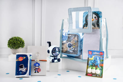 iLearnNGrow Space Gift Hamper for Kids - Blue School Bag Set