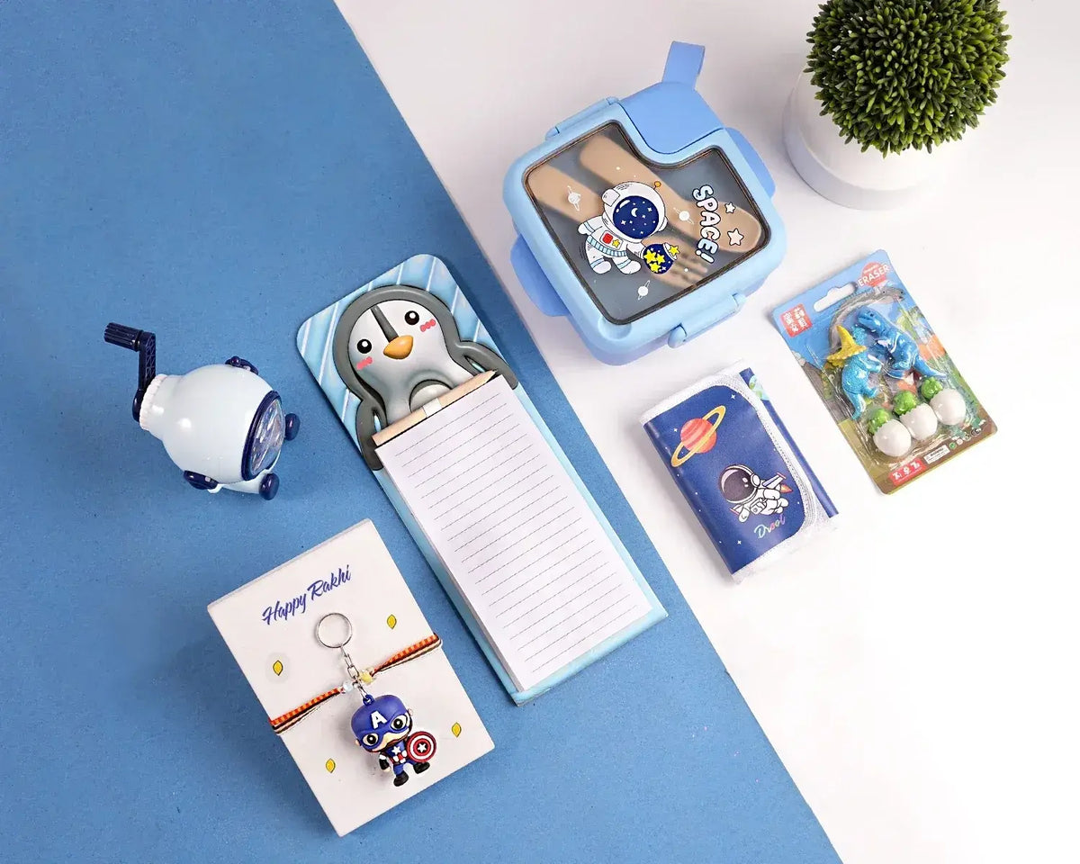 iLearnNGrow Space Gift Hamper for Kids - Blue School Bag Set