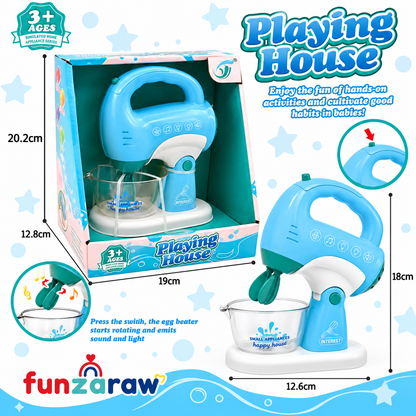 iLearnNGrow Pretend Play Hand Blender Mixer Toy for Kids | Light & Sound Kitchen Appliance Set with Rotating Beater | Role Play Cooking Toy for Boys & Girls 3+ Years