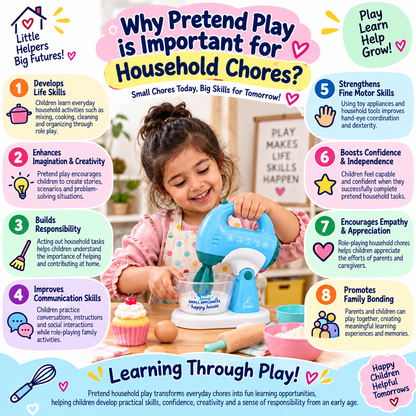 iLearnNGrow Pretend Play Hand Blender Mixer Toy for Kids | Light & Sound Kitchen Appliance Set with Rotating Beater | Role Play Cooking Toy for Boys & Girls 3+ Years