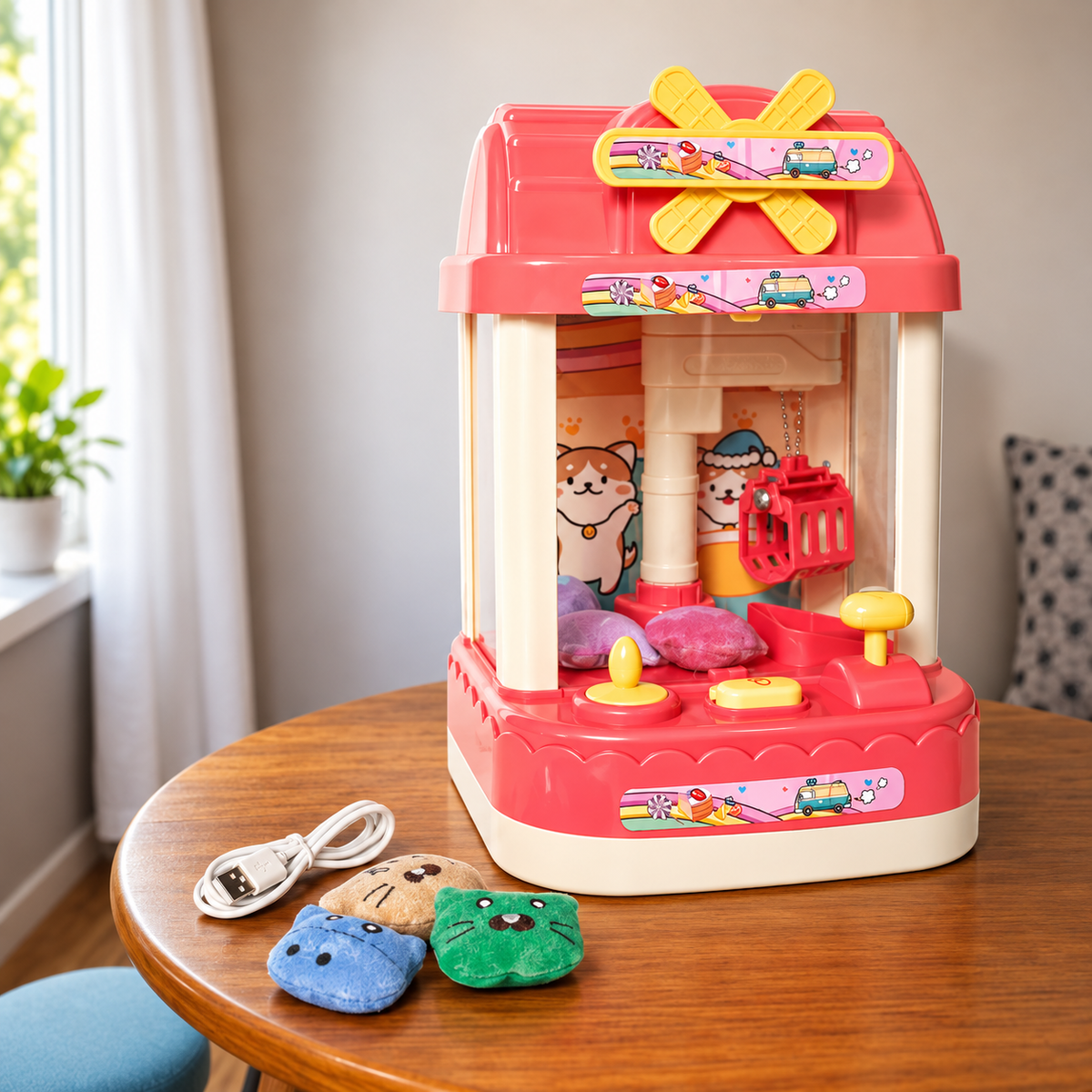 Premium Teddy Mini Plush Toys Claw Machine with Music & Light