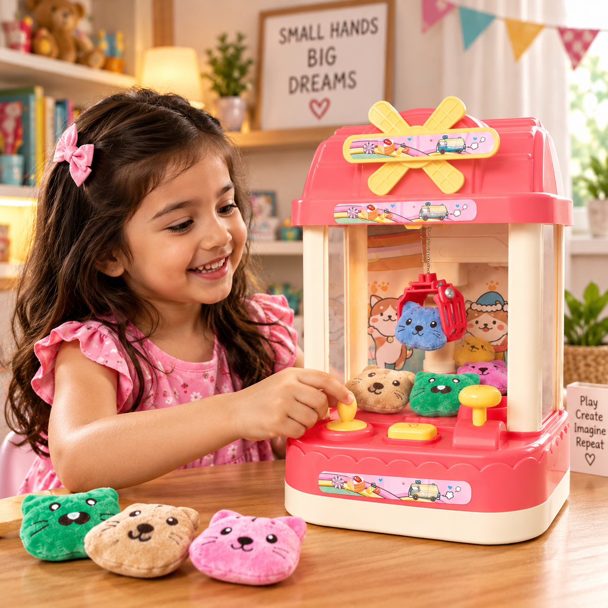 Premium Teddy Mini Plush Toys Claw Machine with Music & Light