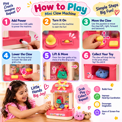 Premium Teddy Mini Plush Toys Claw Machine with Music & Light