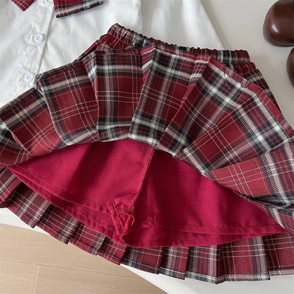 Red & White Winter Skirt Set