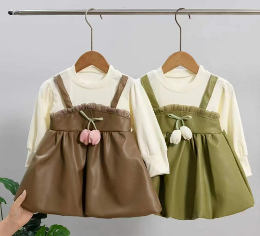 Brown Leather Frock for kids