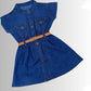 Denim Frock With Belt Blue for kids