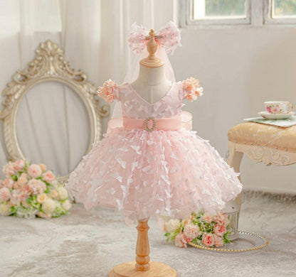 Party Wear Butterfly Frock With Head Gear for kids