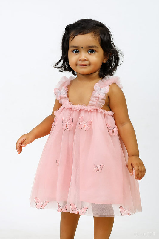 Pink Butterfly Frock for kids