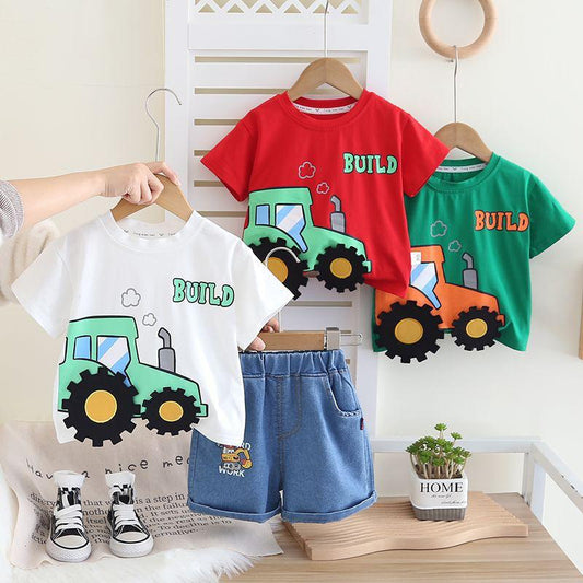 3D Truck Set Multicolor Tshirt+Shorts for kids