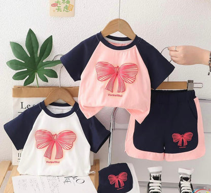 Pink Ribbon Coord Set Top+Shorts for kids