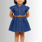 Denim Frock With Belt Blue for kids
