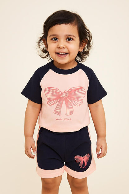 Pink Ribbon Coord Set Top+Shorts for kids