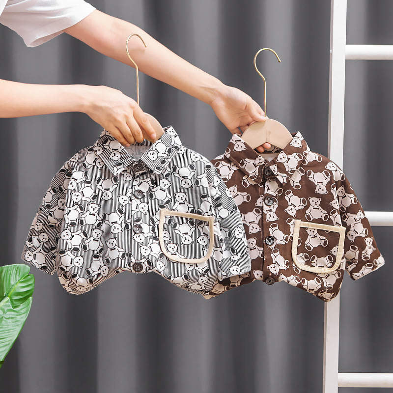 Baby Boy Shirt With Teddy Print & Pants Set