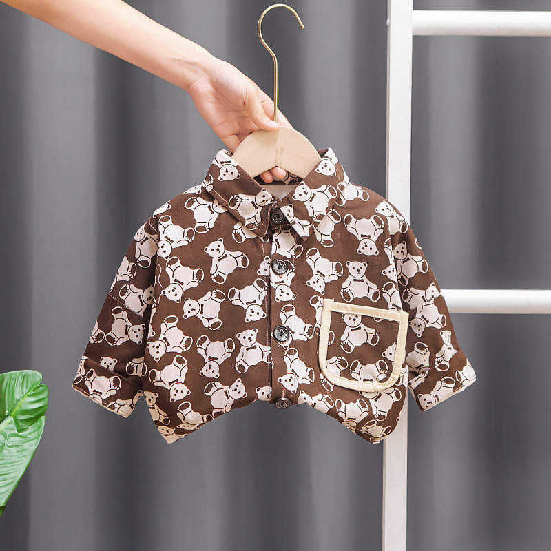 Baby Boy Shirt With Teddy Print & Pants Set