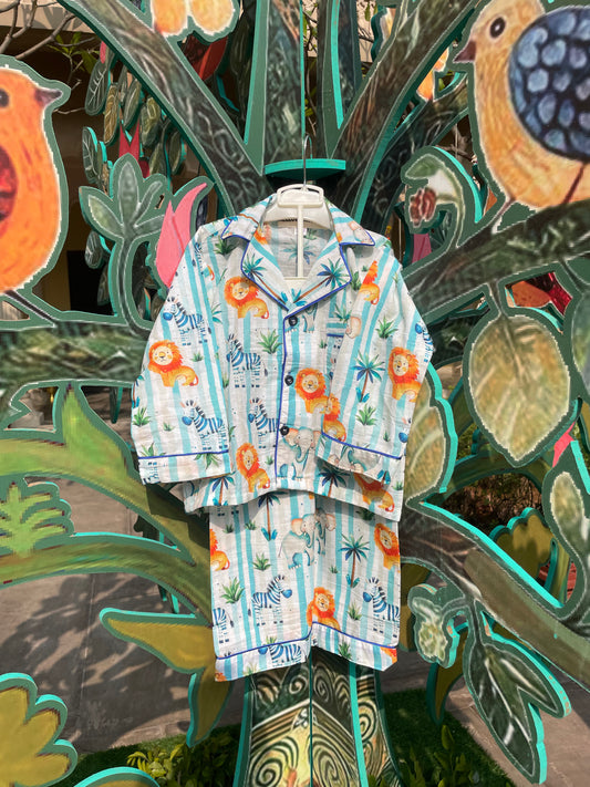 Striped Safari Full Sleeves Nightsuit