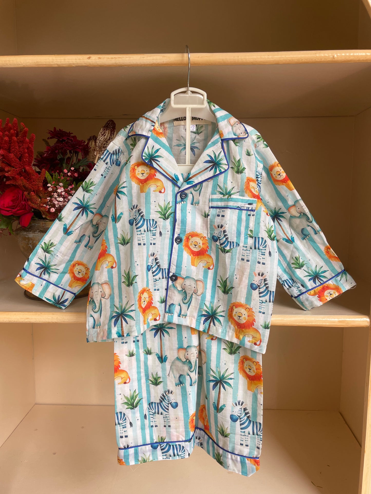 Striped Safari Full Sleeves Nightsuit