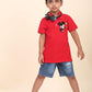 Red Polo T-Shirt With Hand-Made Mickey Mouse Embellishment