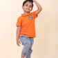 Orange Polo T-Shirt With Hand-Made Tom & Jerry Embellishment