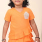 Orange Polo Dress With V-Neck And Flattering Ruffles All Over With Hand-Made Cupcake Embellishment