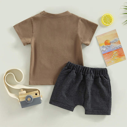 baby boy “one cool dude” printed set Khaki for kids