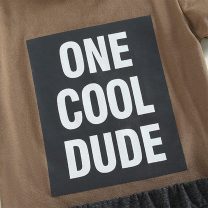 baby boy “one cool dude” printed set Khaki for kids