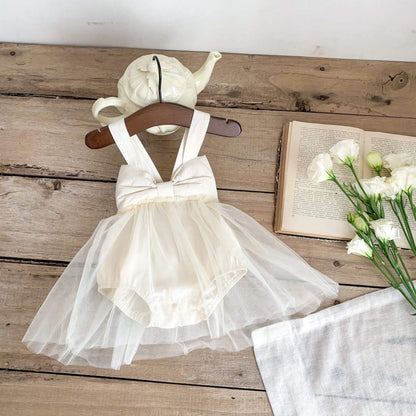 Baby Girl Princess Style Sleeveless Formal Dress – White