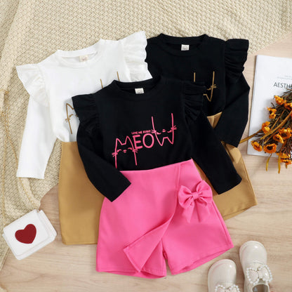 Baby Girl Solid Color Top And Skirt Set – Pink