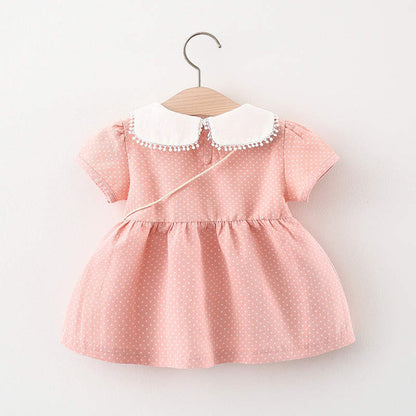 love printed frock with sunflower sling Orange Dresses for kids
