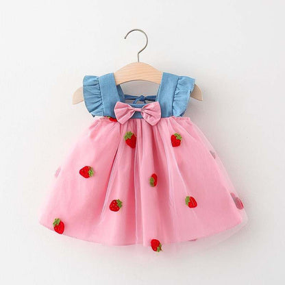 denim frock White Dresses for kids