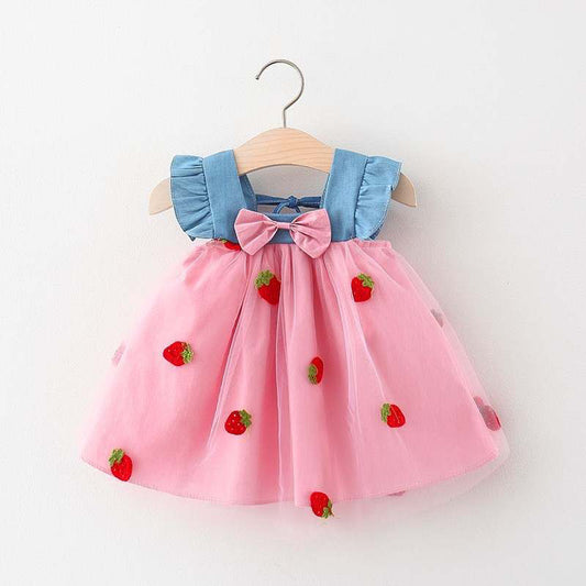 Girls' Denim Dress – Pink