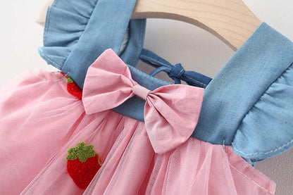 Girls' Denim Dress – Pink