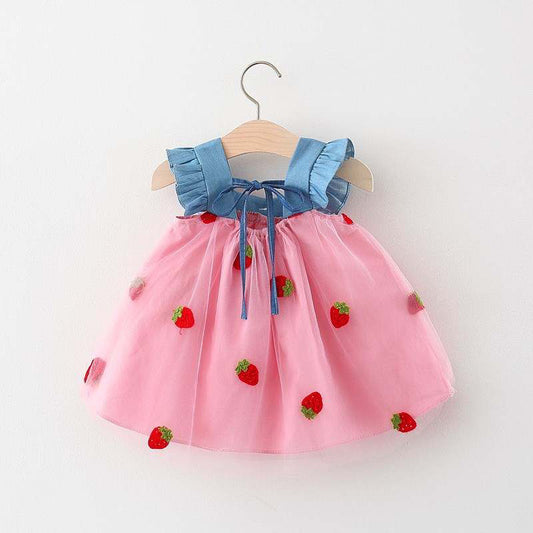 Girls' Denim Dress – Pink