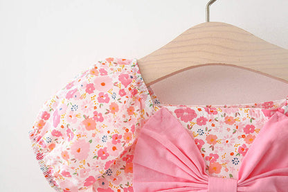 casual frock with bow Purple Dresses for kids