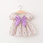 casual frock with bow Purple Dresses for kids