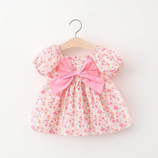 Girls' Casual Bow-Detail Dress – Pink