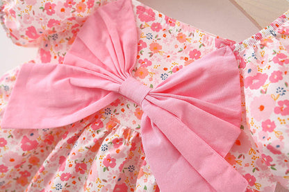 casual frock with bow Pink Dresses for kids