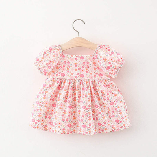Girls' Casual Bow-Detail Dress – Pink