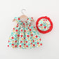 Baby Girl Casual Frock With Lace Hat - Multicolor