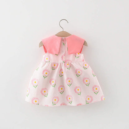 bow colour casual frock with purse Orange Dresses for kids