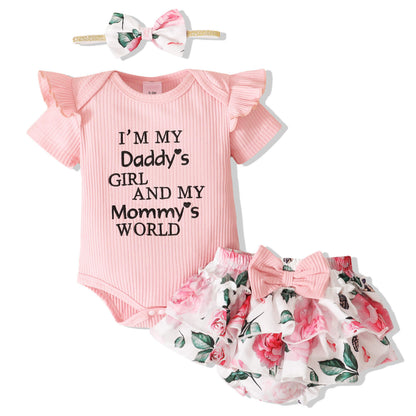 Baby girl “ i m daddy’s girl and mommy’s world” printed set