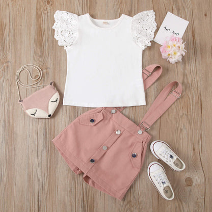 Baby girl 2 pc suspender set Pink for kids