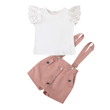 Baby girl 2 pc suspender set Pink for kids