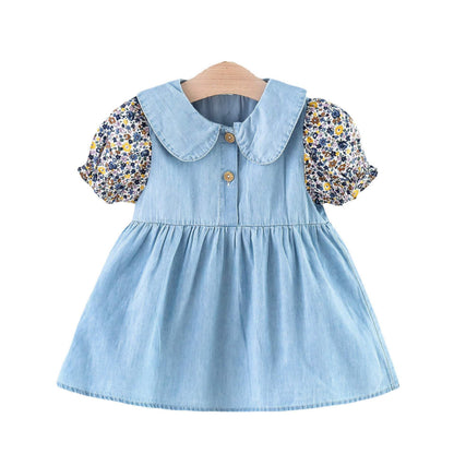 denim casual frock Blue Dresses for kids