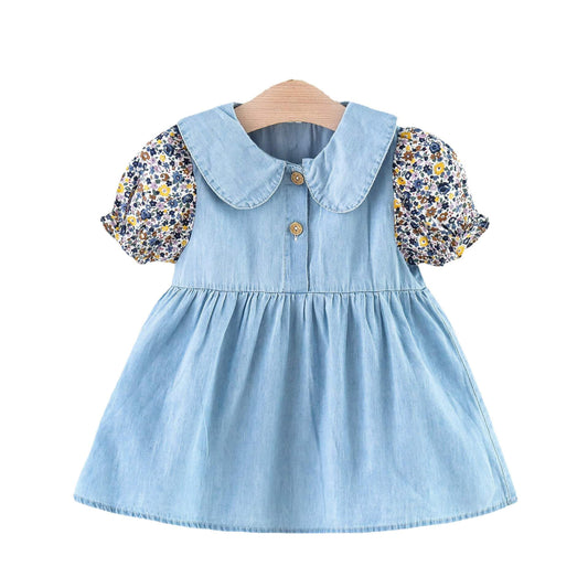 denim casual frock Blue Dresses for kids