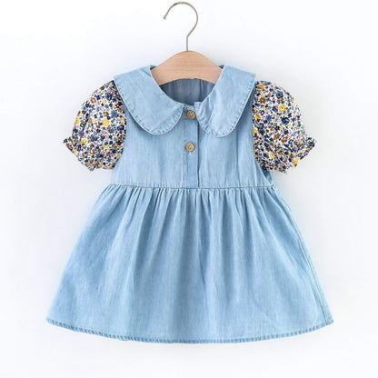denim casual frock Blue Dresses for kids