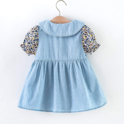 denim casual frock Blue Dresses for kids