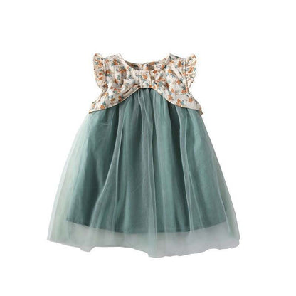 casual net frock Green Dresses for kids