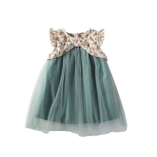 casual net frock Green Dresses for kids