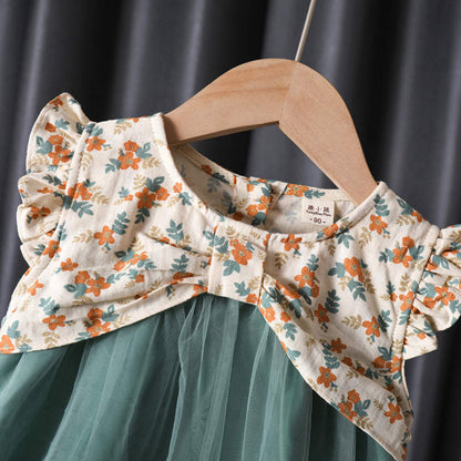 casual net frock Green Dresses for kids