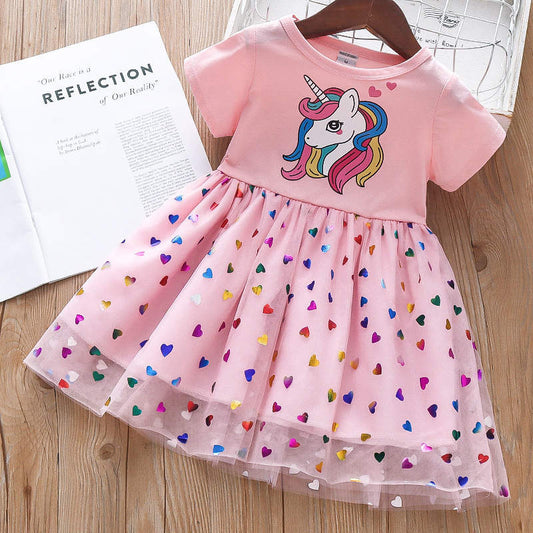Baby Girl Unicorn Print Dress – Pink